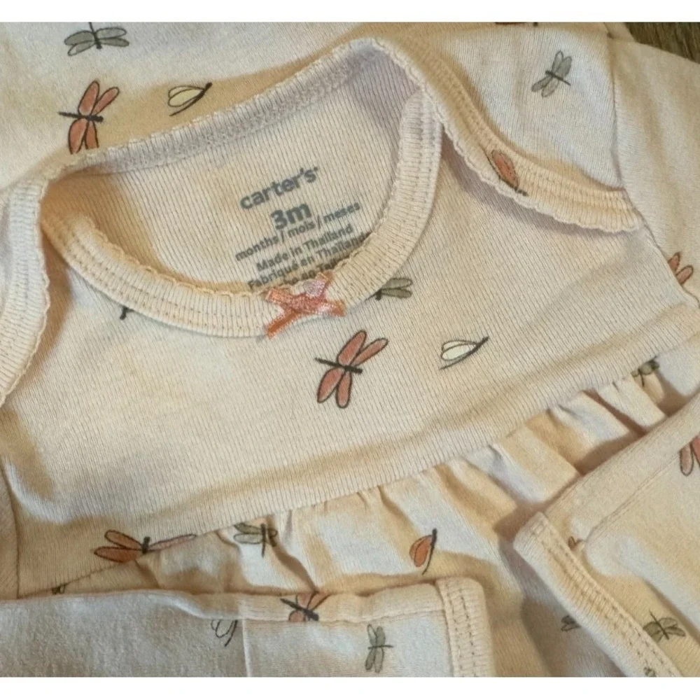 Carters Baby Girl Sleep Gown 3 Months Elastic‎ Bottom Outfit Pink Dragonfly 1 PC